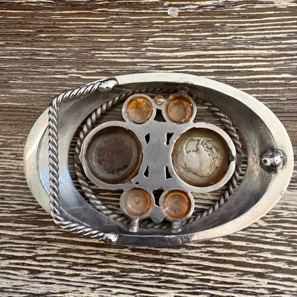 Vintage custom belt buckle featuring Buffalo nickels and brass bullet casings - Picture 12 of 14